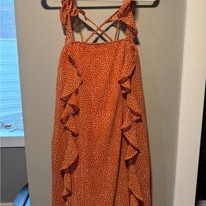 Orange Polka Dot Ruffle Dress